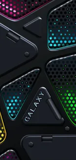 Galaxy themed tech wallpaper with vibrant LED colors.