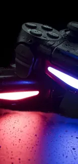 Vibrant game controller with neon lights.