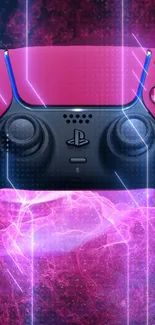 Vibrant gaming controller with neon effects and electric design on mobile wallpaper.