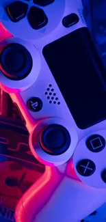 Vibrant neon gaming console wallpaper with dynamic design elements.