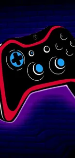 Colorful gaming controller on a blue background.