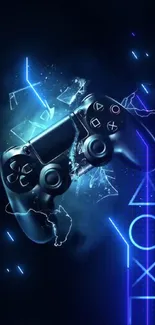 Dynamic mobile wallpaper featuring a gaming controller with a blue glow.