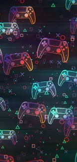 Colorful gaming controller pattern wallpaper.