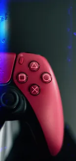 Bright red gaming controller wallpaper for mobile screen.