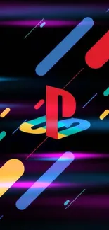 Colorful abstract gaming wallpaper on black background.