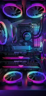 Gaming PC with vibrant RGB lighting and sleek design.