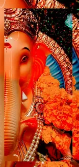 Vibrant image of Lord Ganesh with flowers.