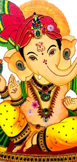 Colorful Ganesh artwork on mobile wallpaper.