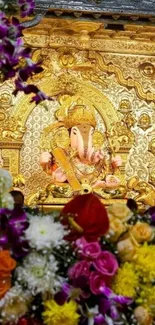 Vibrant Ganesh theme with golden and floral accents.