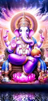 Vibrant Ganesh wallpaper with intricate details and vivid colors.