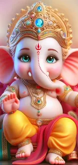 Colorful Ganesh statue for mobile wallpaper