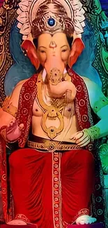 Colorful Statue of Ganesh with intricate detailing.