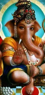 Colorful Ganesha artwork with vibrant details.