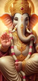 Lord Ganesha vibrant spiritual mobile wallpaper.