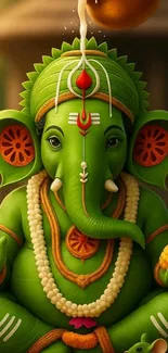 Vibrant artistic Ganesha illustration.