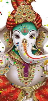 Colorful Ganesha mobile wallpaper with intricate designs.