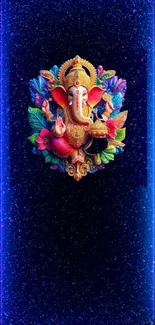 Vibrant Ganesha set against a cosmic starry background.