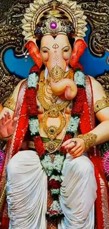 Vibrant Ganesha mobile wallpaper with intricate details.