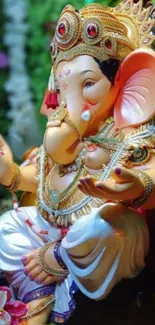 Ganesha idol with ornate decorations.