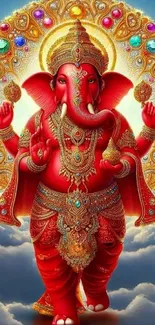 Ganesha depicted with intricate, colorful design on mobile wallpaper.