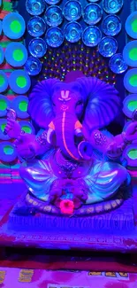 Vibrant Ganesha with neon colors and intricate patterns.