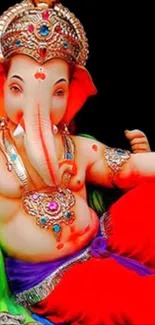 Vibrant Ganesha art in rich colors, ideal for mobile phone backgrounds.