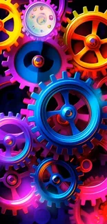 Colorful interlocking gears on mobile wallpaper.
