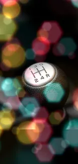 Colorful bokeh wallpaper with gear shift.