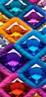 Colorful geometric gem pattern wallpaper