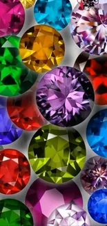 Colorful gemstones in artistic pattern wallpaper.