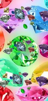 Colorful gemstones and jewels wallpaper with vibrant turquoise and other hues.