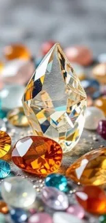Array of colorful gemstones and crystals