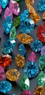 Colorful gemstones on a dark background.