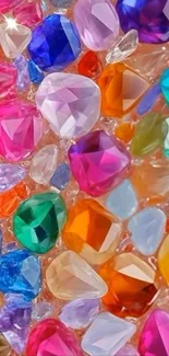 Colorful gemstones arranged in vibrant patterns.