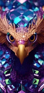 Majestic eagle formed with vibrant gemstones.