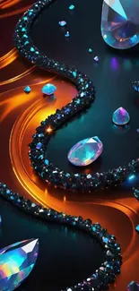 Colorful gemstone and sleek curves wallpaper for mobile.