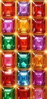 Colorful gemstone grid wallpaper shining brilliantly.