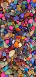 Vibrant collection of colorful gemstones scattered for a lively mobile wallpaper.