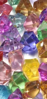 Colorful gemstones mobile wallpaper featuring vibrant crystals.