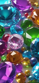 Vibrant gems of various colors, sparkling vividly.