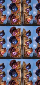 Artistic gemstone mosaic with vibrant colors.