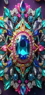 Vibrant gemstone encrusted ornament in vivid colors.