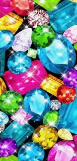 Colorful gemstone wallpaper with vibrant jewels.