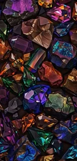 Vibrant multicolored gemstone pattern wallpaper.