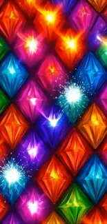 Vibrant and colorful gemstone pattern wallpaper.