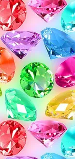 Colorful gemstone mobile wallpaper with vibrant, artistic design of various jewels.