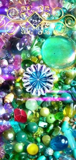 Colorful gemstone wallpaper with vibrant jewels and intricate designs.