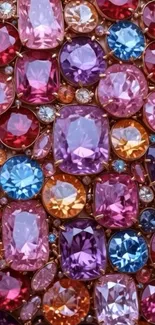 Vibrant gemstone design filled with colorful jewels.