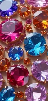 Vibrant mobile wallpaper with colorful gemstones in elegant arrangement.