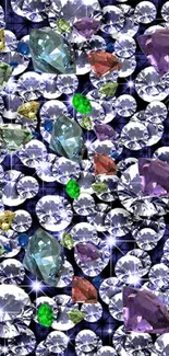 Mobile wallpaper featuring vibrant gemstones in a sparkling, colorful design.